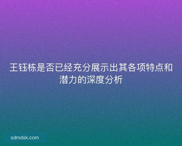 王钰栋是否已经充分展示出其各项特点和潜力的深度分析